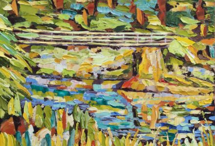 Aniseed Valley Bridge: Oil Painting 0f The Rocky Mountain Series