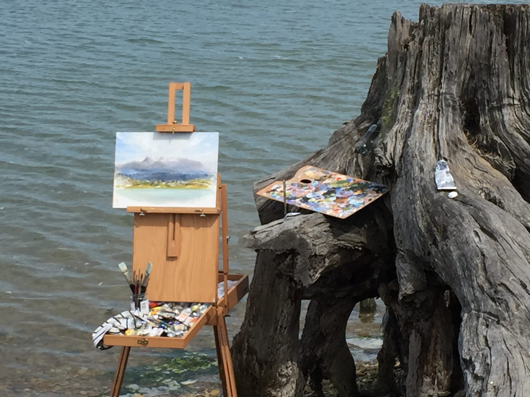 Plein Air oil painting, Photos of Rough Island