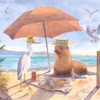 Best Friends with Fish and Chips at Tahunanui Beach, Nicole Russell